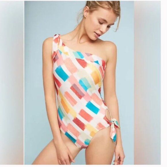 NEW Anthropologie Allihop One Piece swimsuit One Shoulder Sz XS
